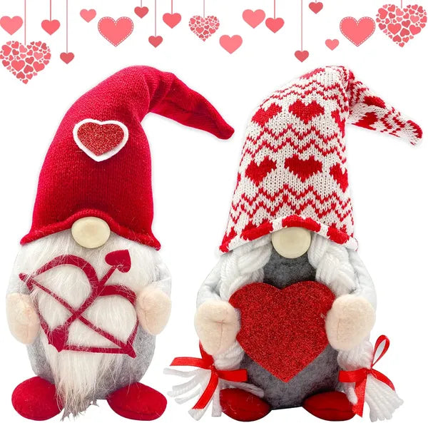 Valentines Day Lighted Gnomes For Home Décor 2PCS Table Red Cupid Gnome Decorations Swedish Plush Elf Scandinavian Tomte Elf Ornaments Sweet Gifts Him Her